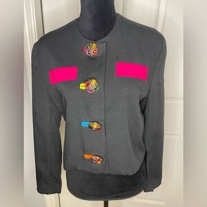 Black Linea Privata crop jacket with jeweled buttons